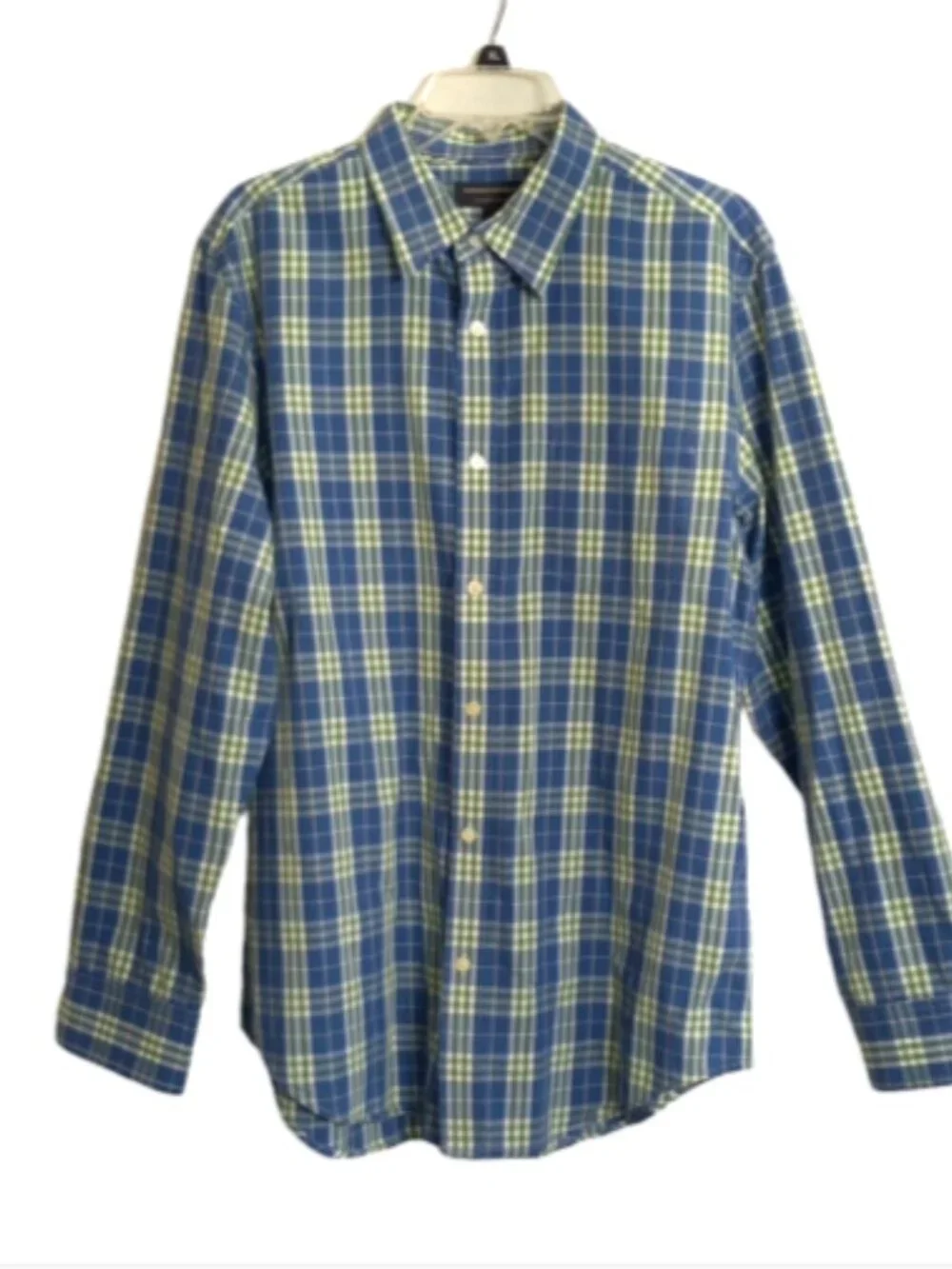 Banana Republic Men's Plaid Shirt Long Sleeve Button Up Sz L Pocket Green/Blue